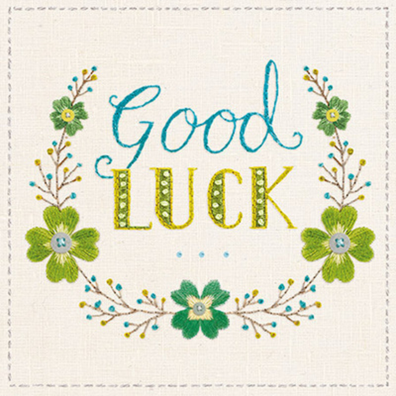 Green Embroidered Wreath Good Luck Card by Paper Rose
